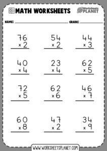 1st Grade Multiplication Worksheets