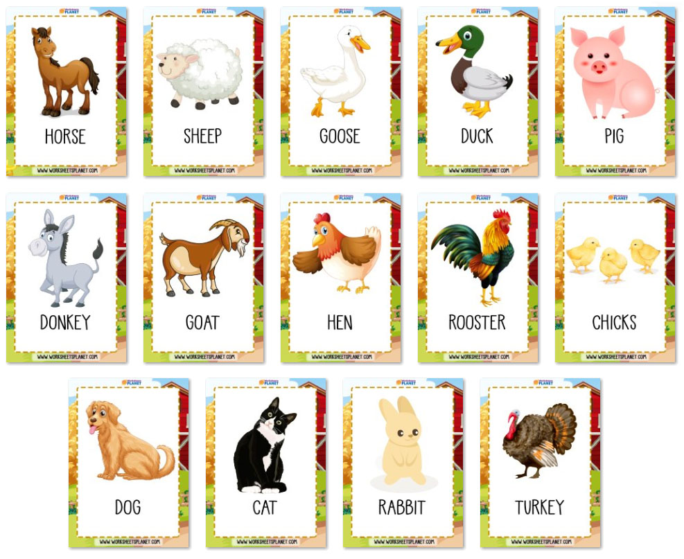 Farm Vocabulary Flashcards (Objects and Animals)