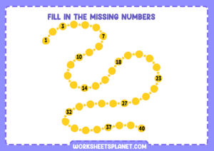 Fill In The Missing Numbers Worksheets