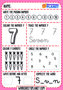 Learning Numbers Seven Worksheet