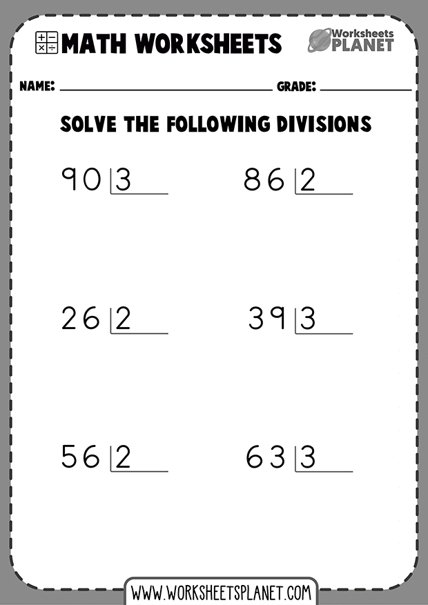No Remainder Division Worksheets