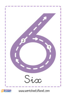 Tracing Number Six Worksheet