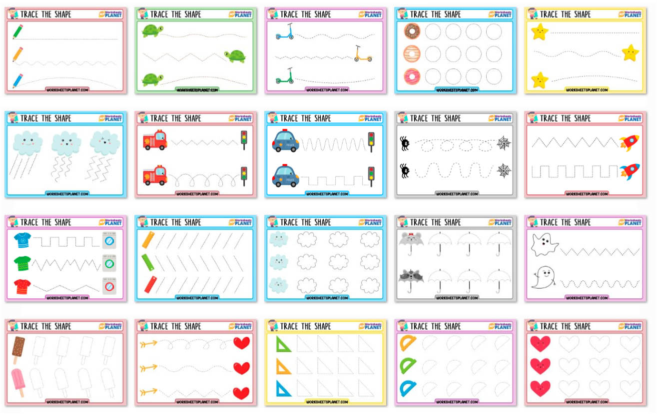Tracing Shapes Worksheets Collection