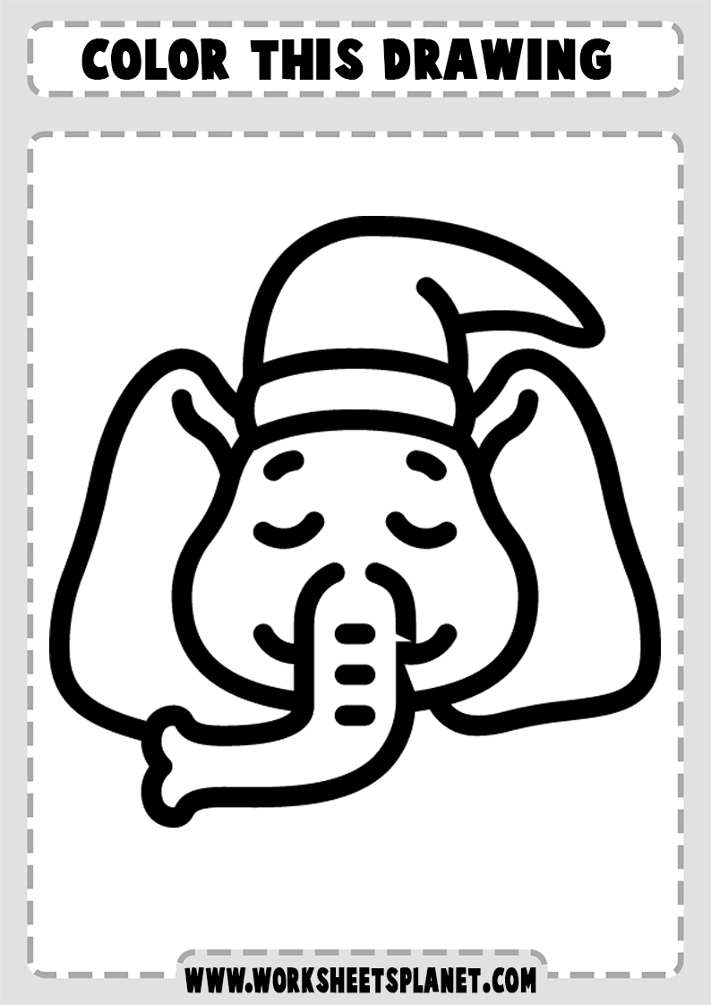 Cute Elephant Coloring Pages For Kids
