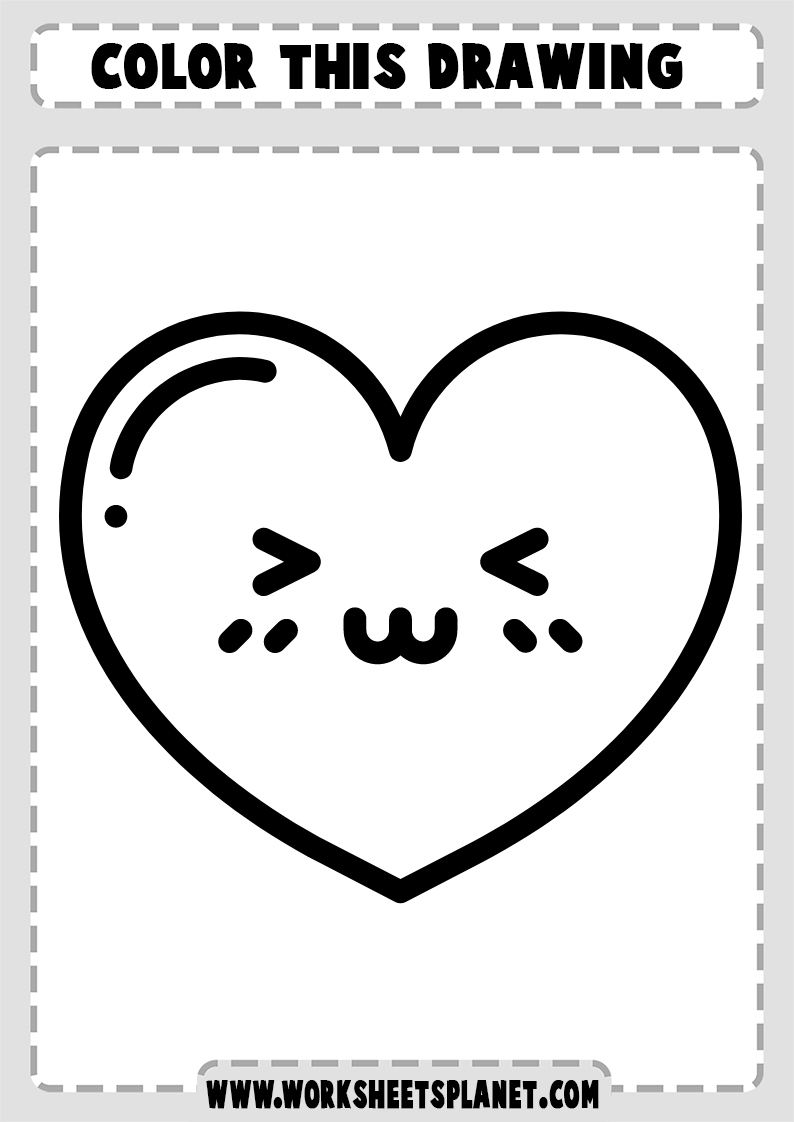 Kawaii Heart Coloring Pages