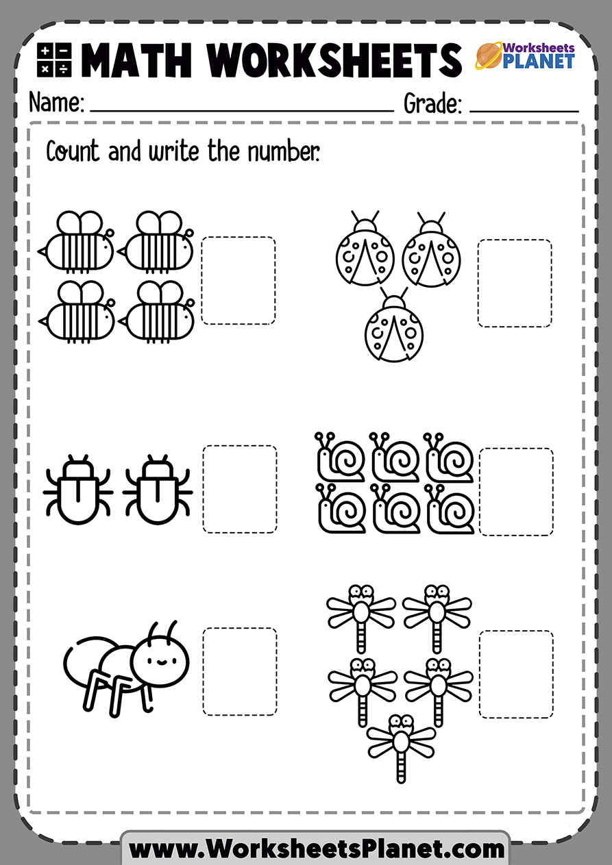 Math Worksheet Counting Kindergarten