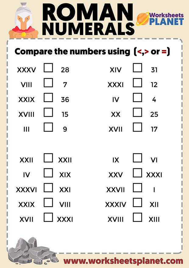 Roman Numerals Exercises Worksheets