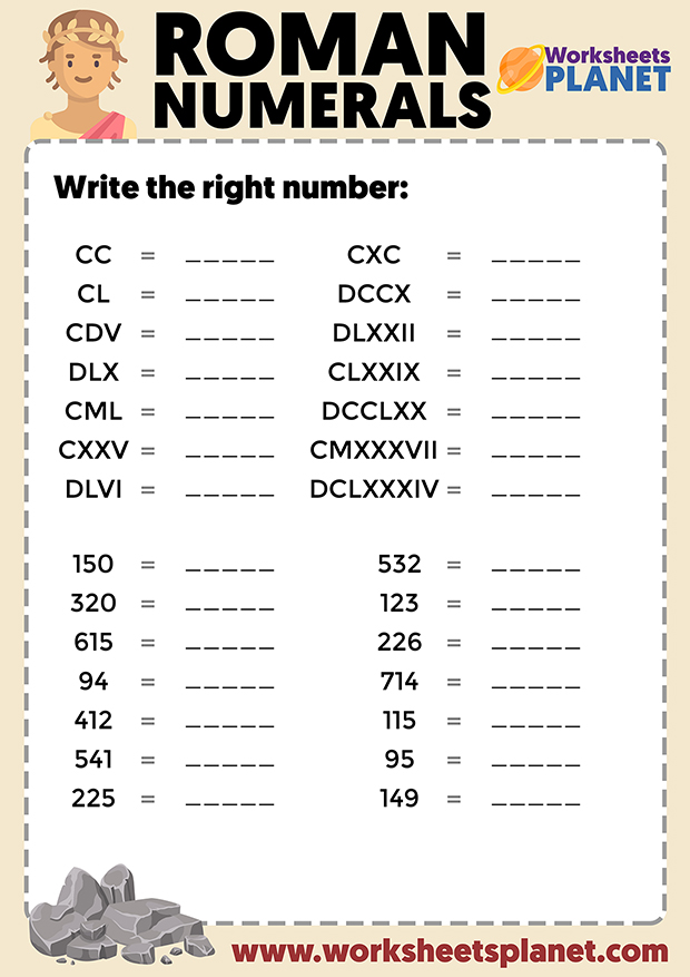 Roman Numerals Worksheets Activity