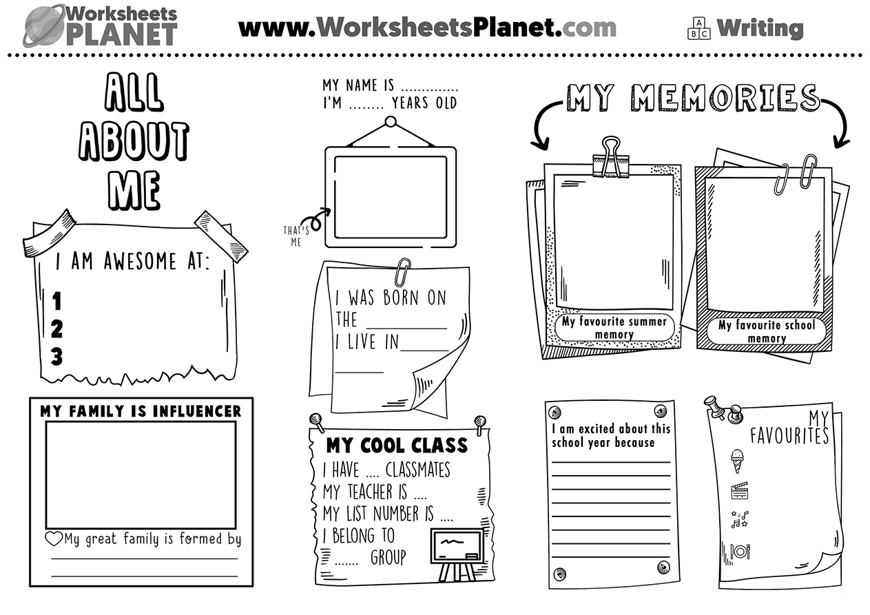 All About Me Activity - Worksheets Planet With All About Me Printable Worksheet