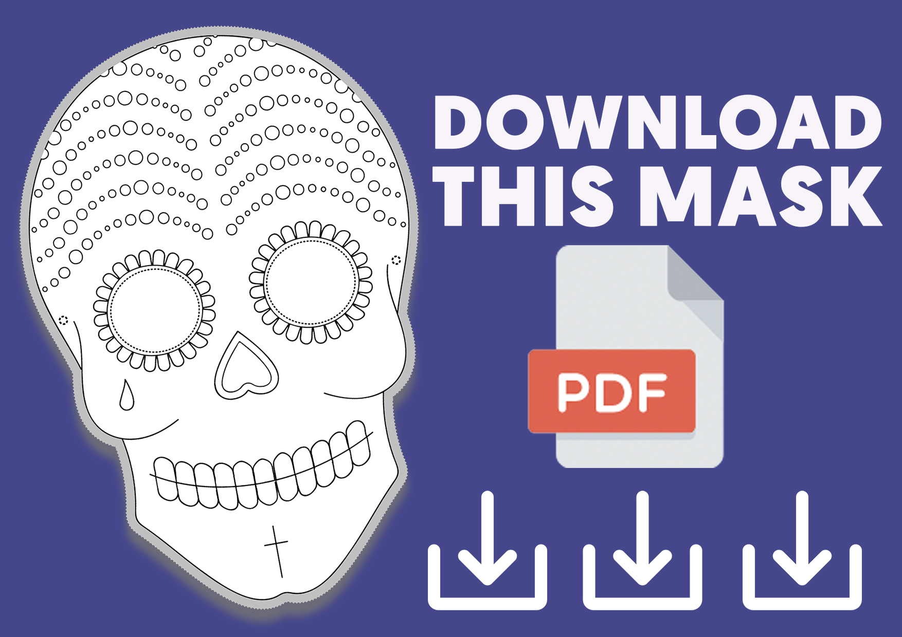 dia de los muertos skull mask template