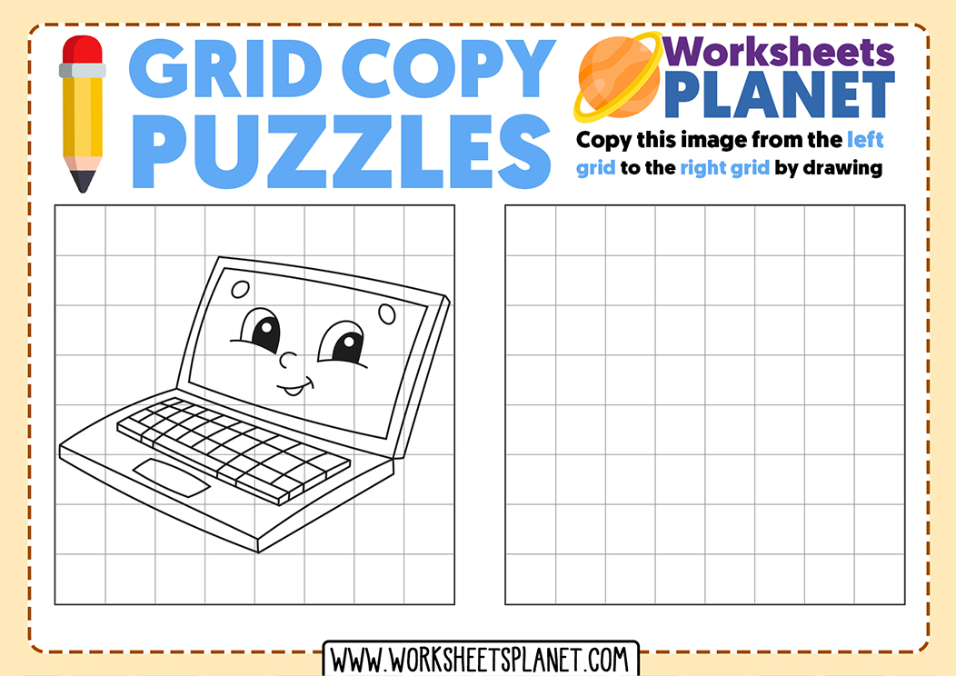 Puzzle Grid Worksheet For Kids