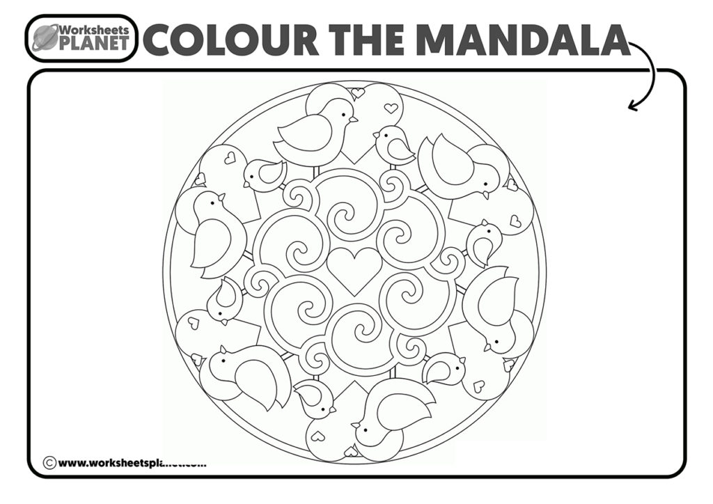 Cute Love Mandala Coloring Page