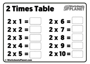 2 Times Table Worksheet