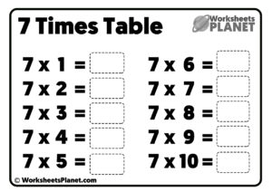7 Times Table Worksheet