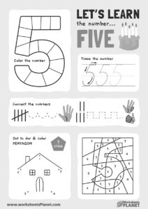 Learning Number 5 Worksheet