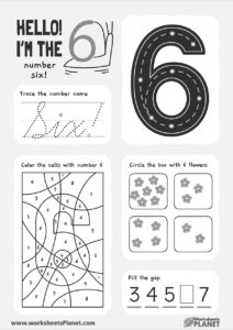 Learning Number 6 Worksheet