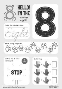 Learning Number 8 Worksheet