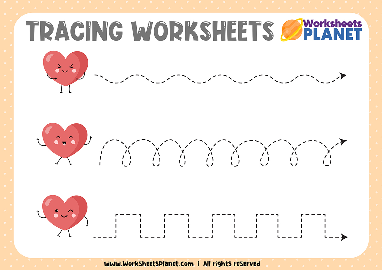 Tracing Lines And Shapes Worksheets For Kids