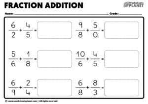 Adding Fractions With Different Denominators Worksheets