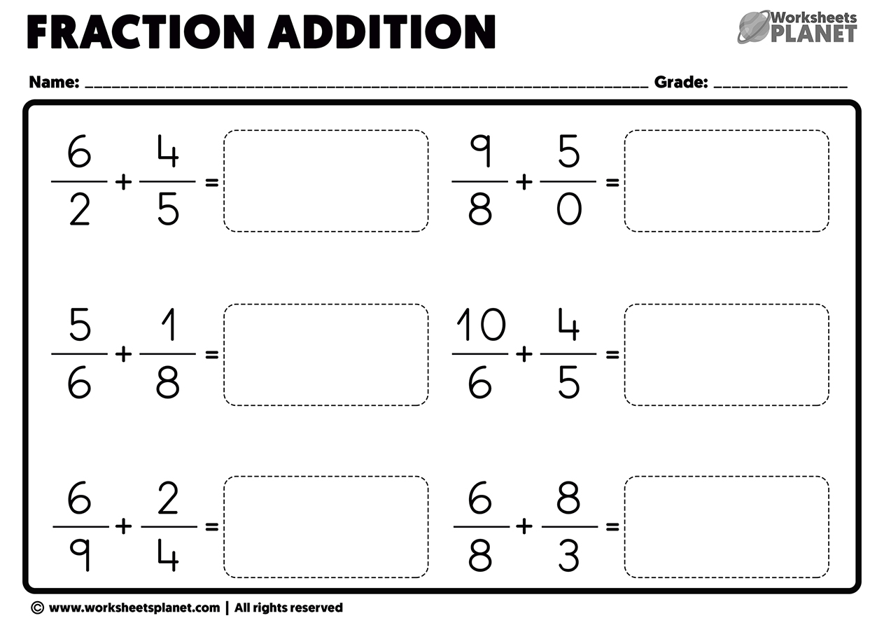 Adding Fractions Problems With Different Denominator