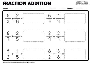Adding Fractions Worksheets Different Denominators