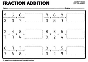 Adding Fractions With Unlike Denominators Worksheets Pdf