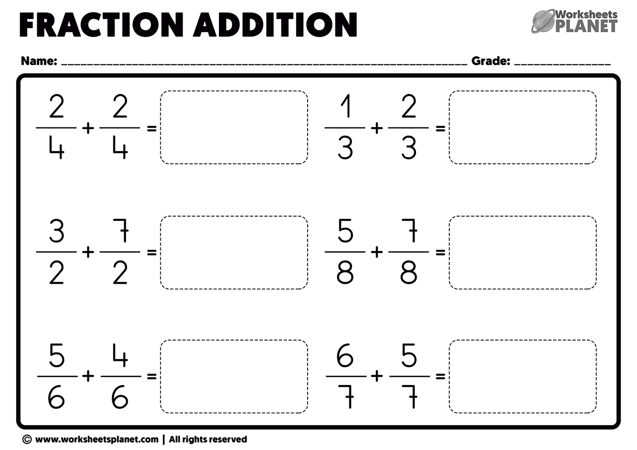 adding fractions with the same denominator problem solving