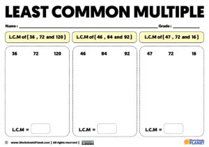LCM Exercises Worksheets
