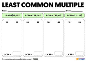 LCM Problems Worksheets