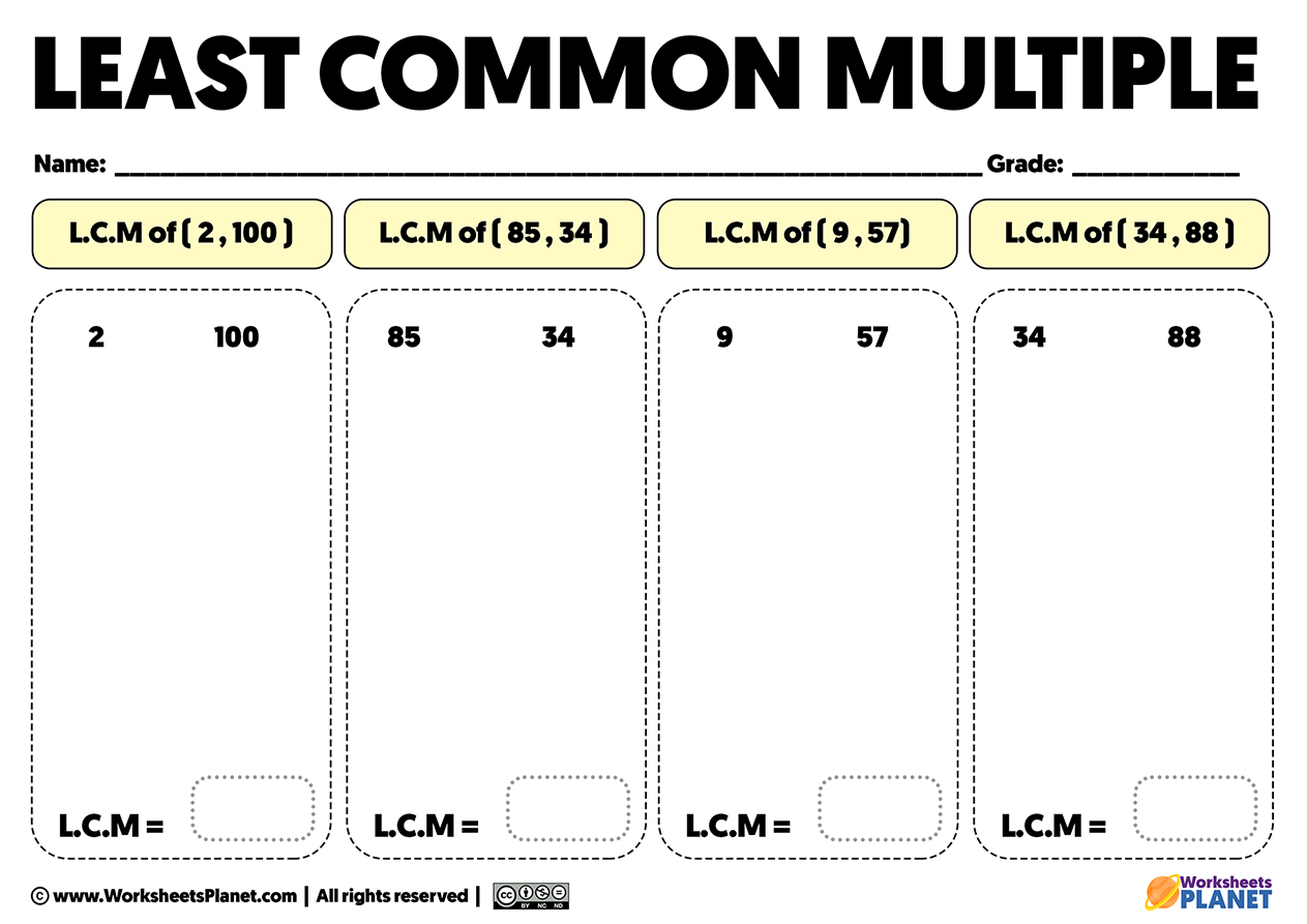  Least Common Multiple Worksheets 