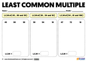 Lowest Common Multiple Exercises PDF