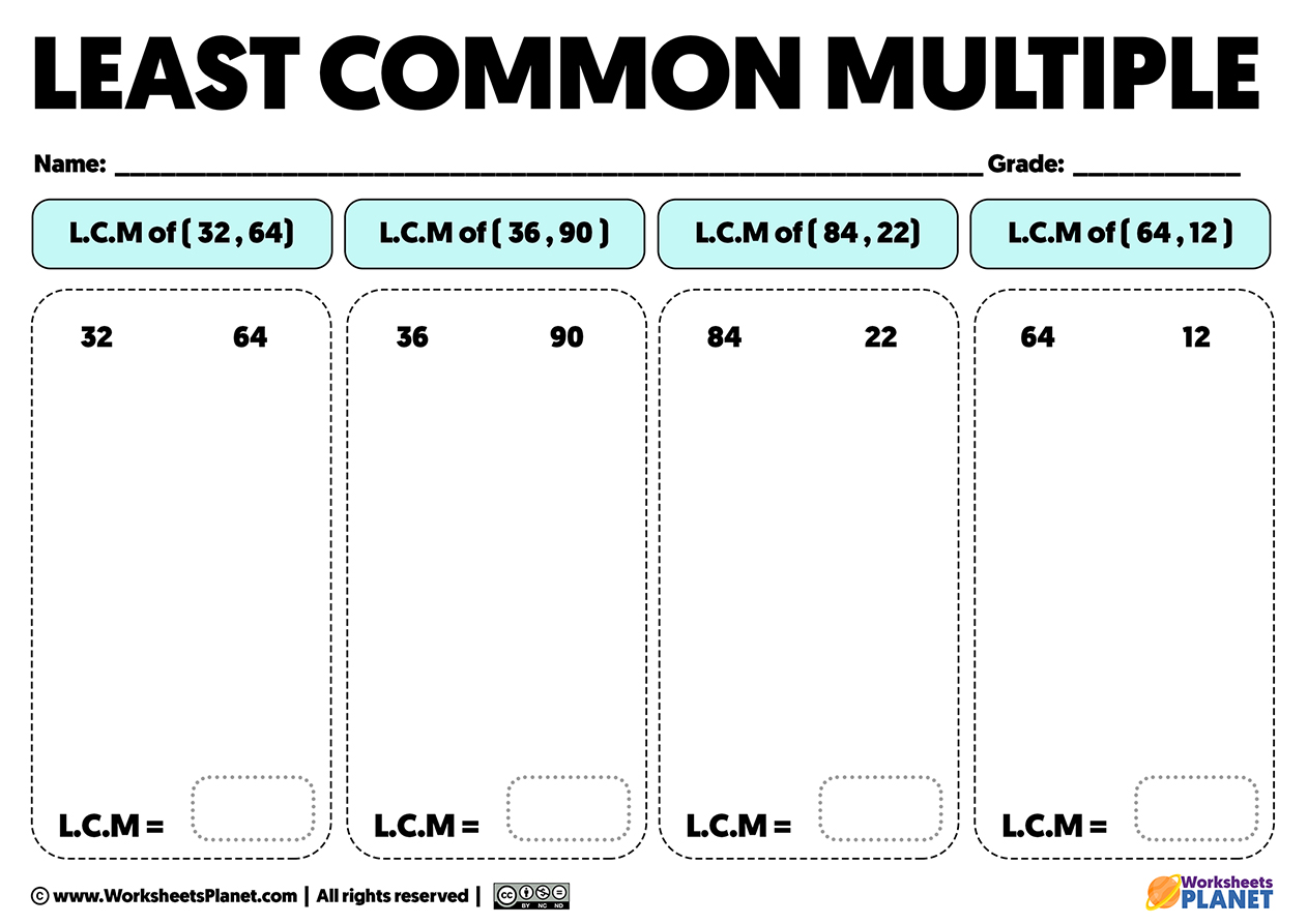 find lcm worksheet