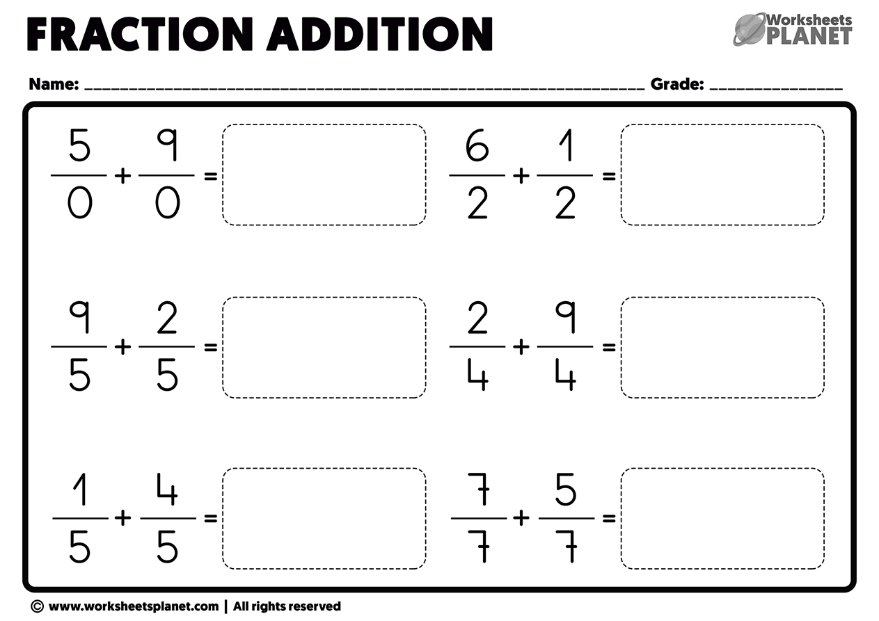 Adding Fractions Problems with Same Denominator With Adding Fractions Worksheet Pdf