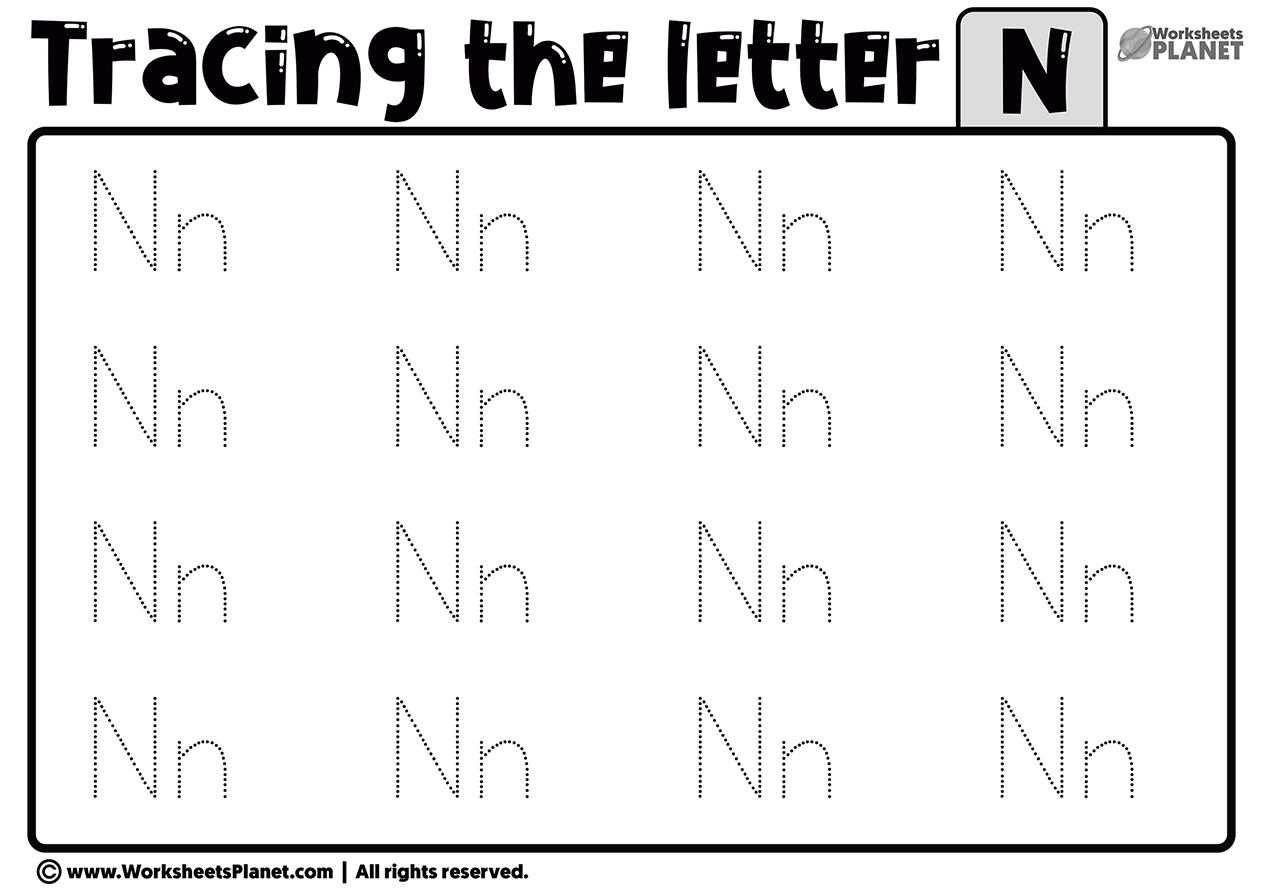 Tracing Letter N Worksheet