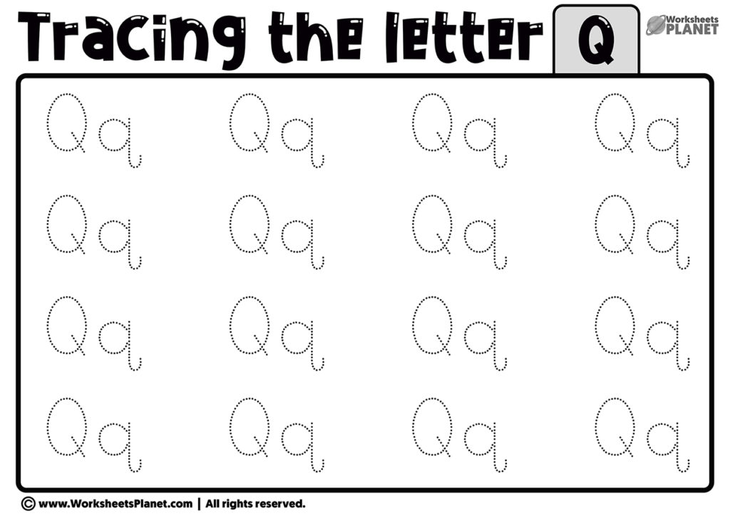 tracing letter q worksheet