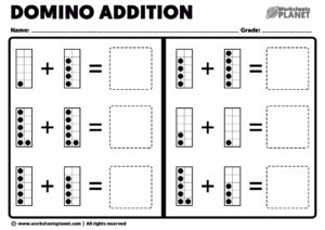 Printable Domino Addition Worksheet