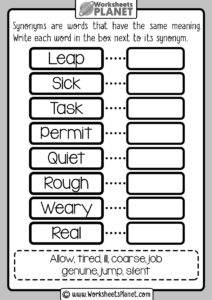 Printable Synonyms Worksheets