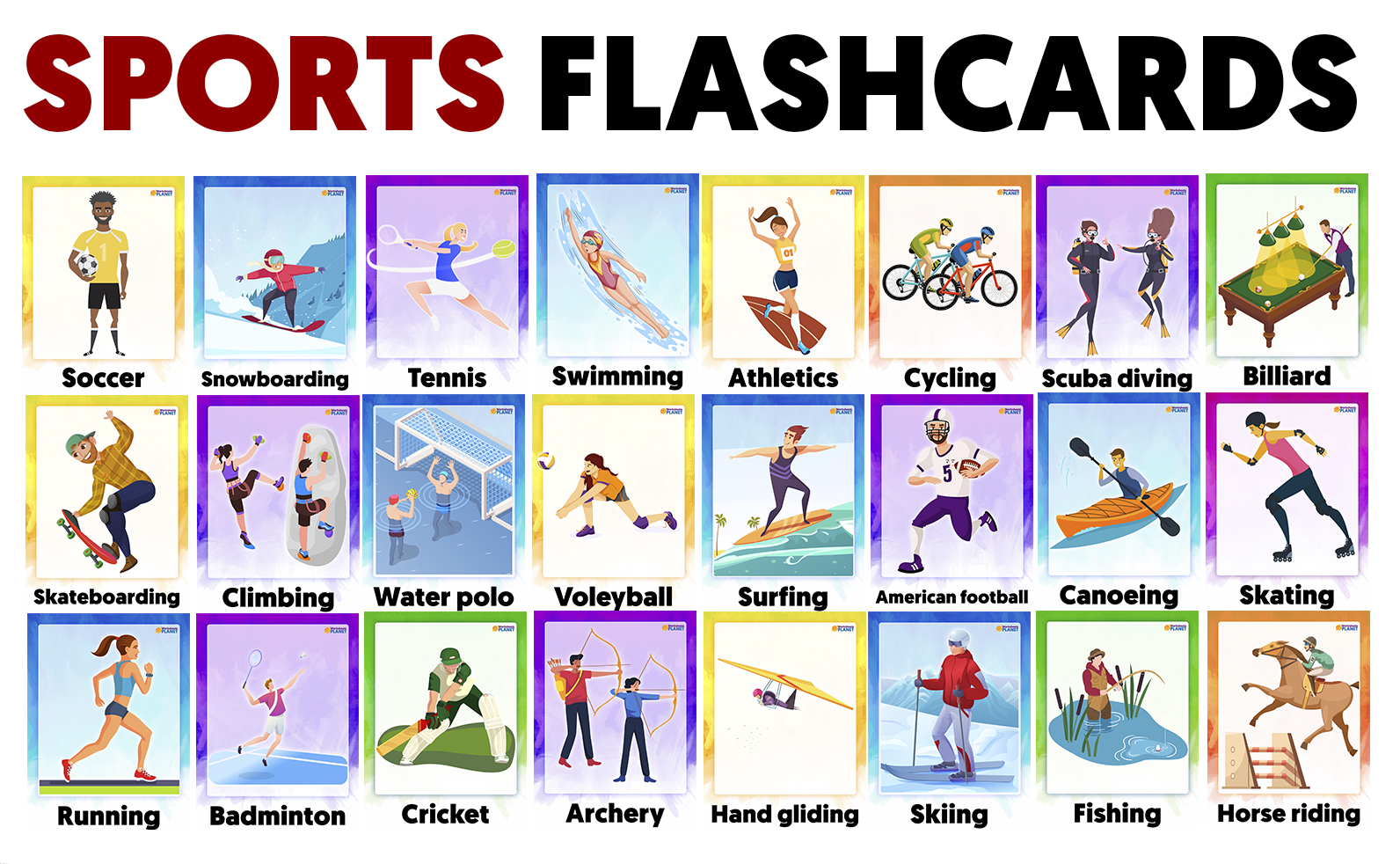 Sports Vocabulary Flashcards to download and Print