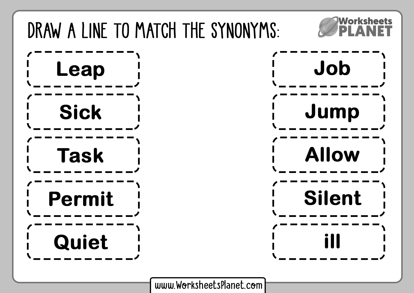 Synonyms Exercises For Kids