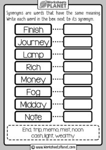 Synonyms Worksheets Printable PDF