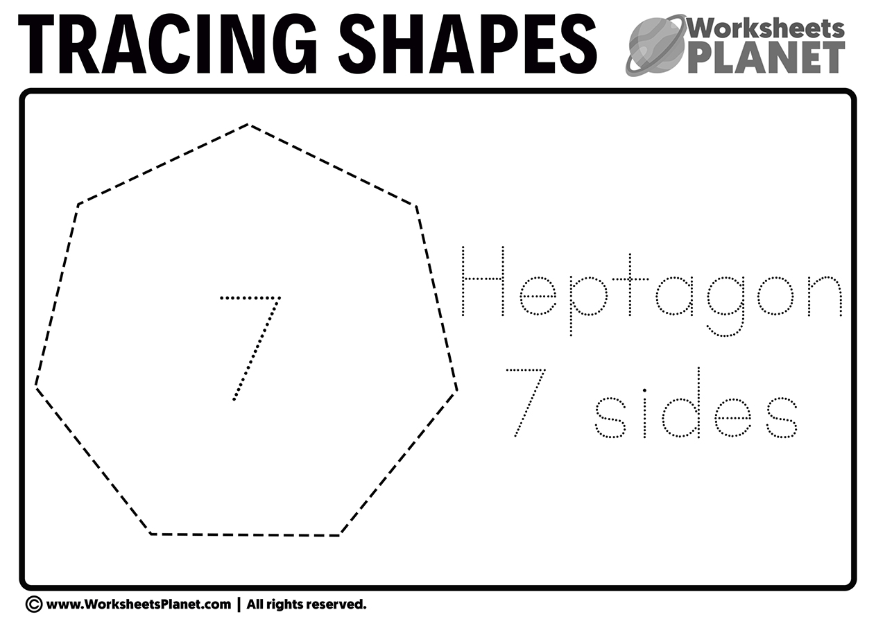 Tracing Heptagon Worksheet