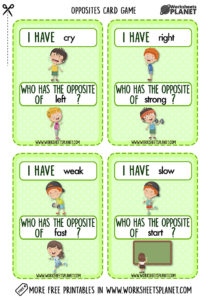 I Have Who Has Opposites Esl