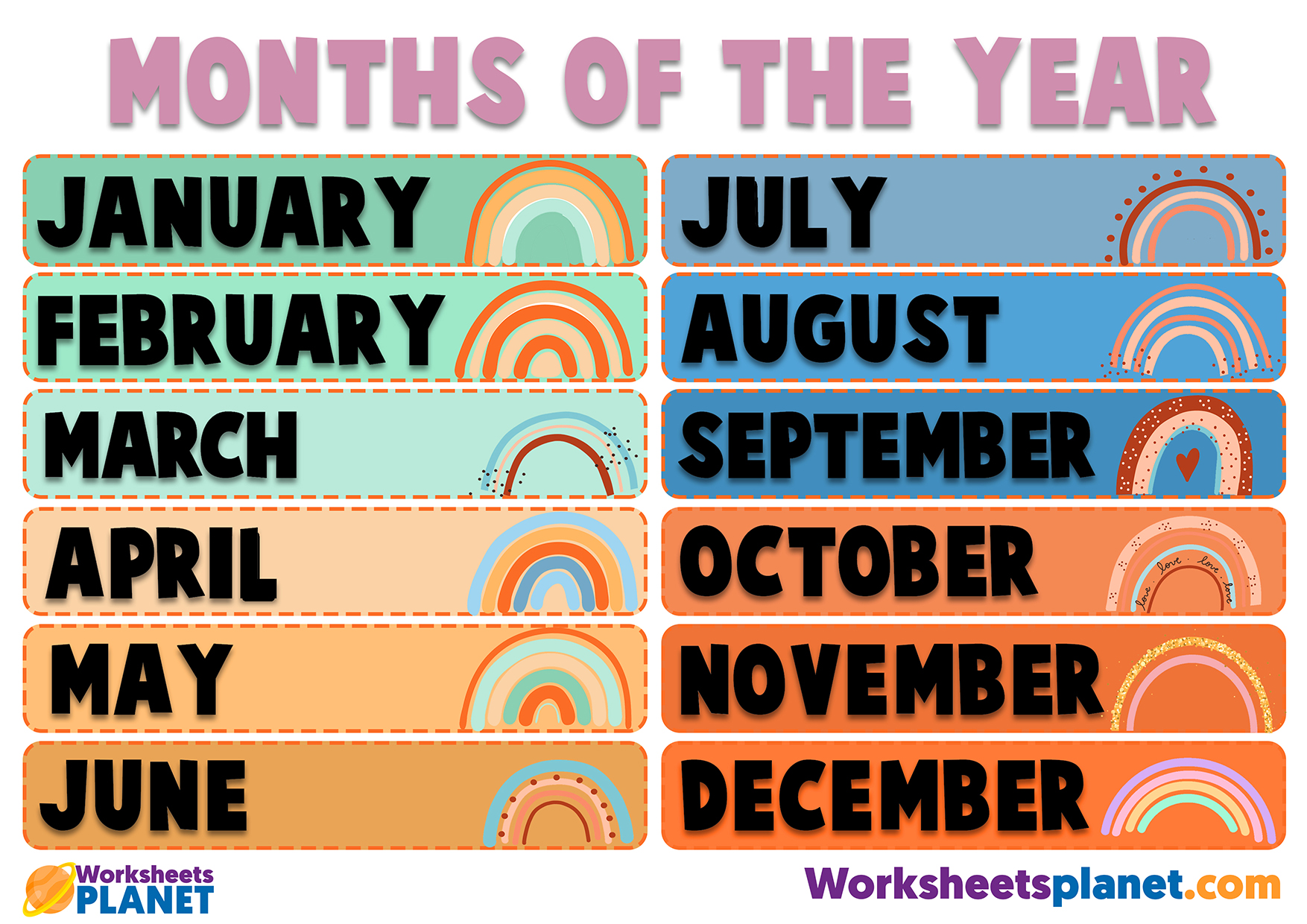 Months Of The Year Display Poster
