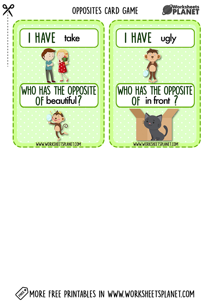 Opposite Words Card Game For Kids