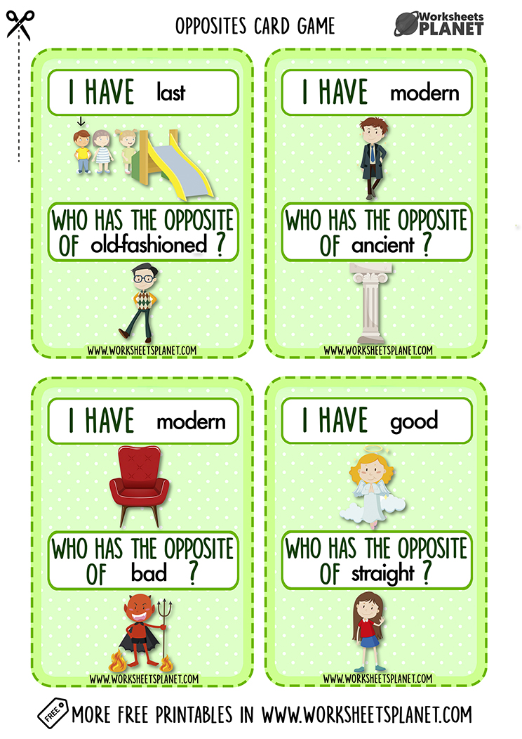 Opposite Words Game Cards