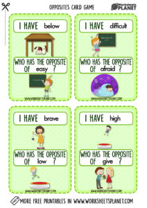 Opposites I Have Who Has Game Card