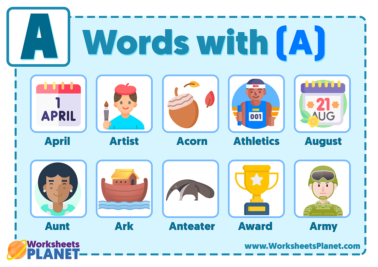 Words that start with Letter A  Vocabulary List of words with A