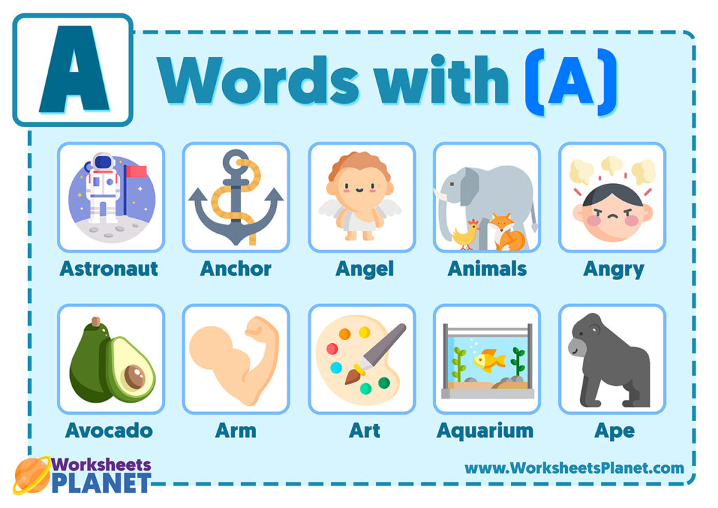 Words that start with Letter A | Vocabulary List of words with A