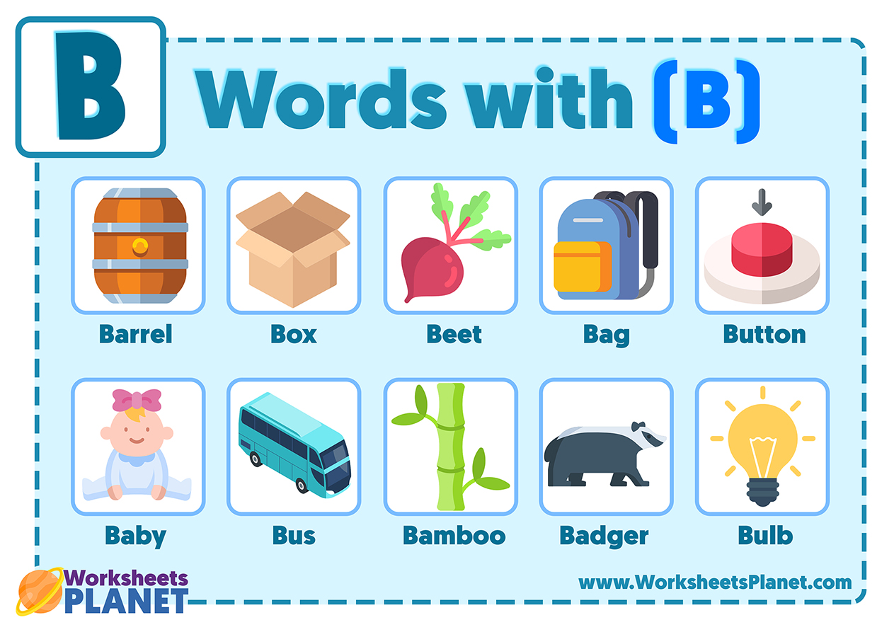 Free Words that Begin With B and Printable for Kids