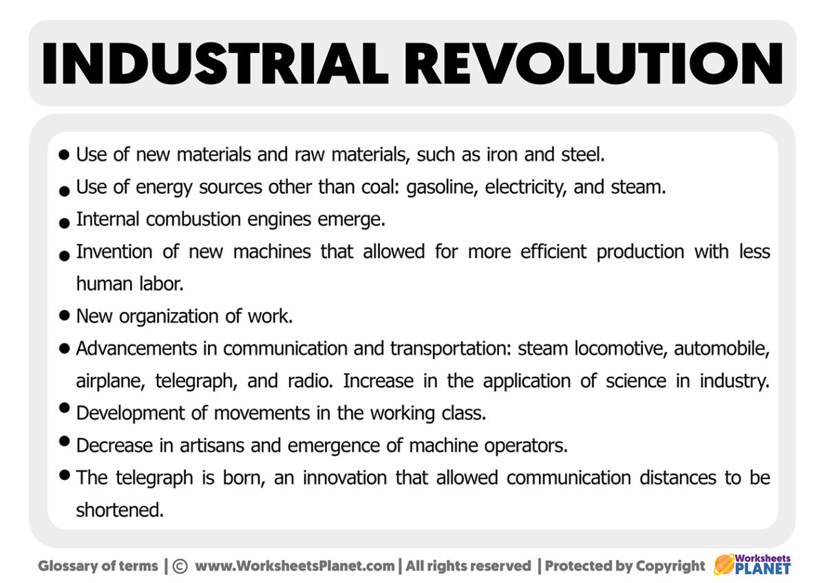 Characteristics of Industrial Revolution